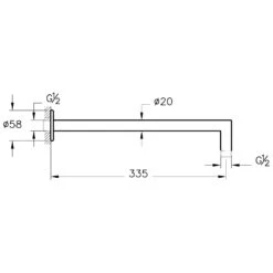 VitrA Origin Wandarm Mit 90° Winkel Für Duschkopf, Ausladung 33,5 Cm